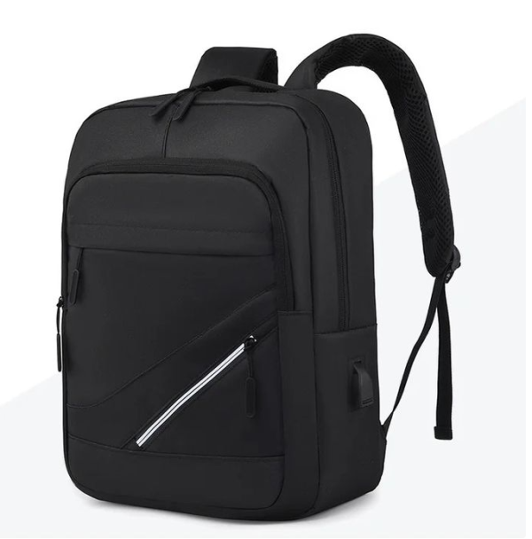 White Label Laptop Backpack With USB Port - Black