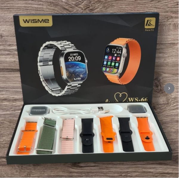 Smartwatch WS-66, 2 +7 Couples Smart watch with two watches and 7 multi-colored straps, Health Activity tracking wireless charging Both Android and Apple compatible