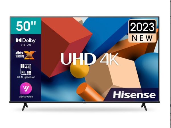 Hisense 50" Inch (50A6K) VIDAA OS LED Frameless Smart TV - Black (2YRS WRTY)